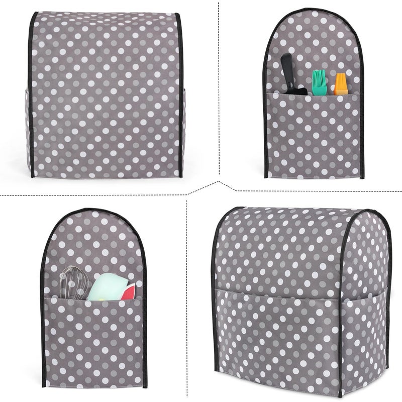 Luxja Dust Cover Compatible with 6-8 Quart Stand Mixer, Cloth Cover with Pockets for Stand Mixer and Extra Accessories, Gray Dots - Image 3